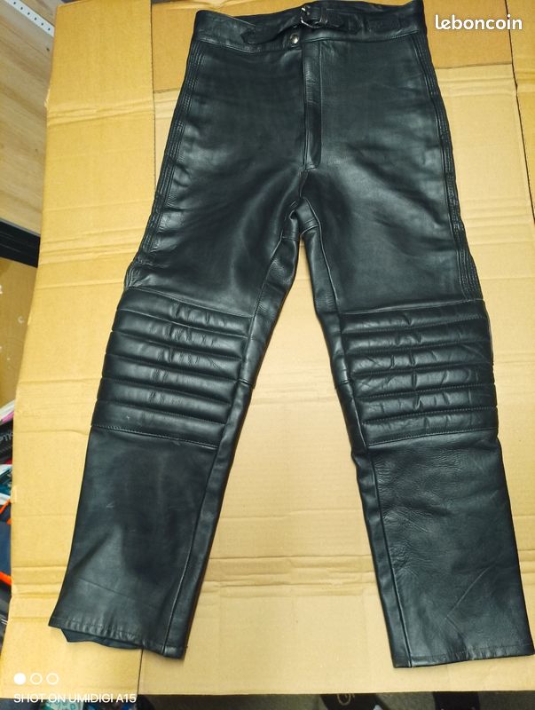 Pantalon cuir moto vintage (image 1)