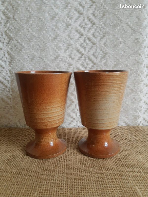 Duo de tasses mazagrans en grès Montgolfier vintage (image 7)