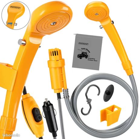 Douche Portable 12V Avec Pompe Submersible – Pour Voiture Et Camping – Prise Allume-cigare