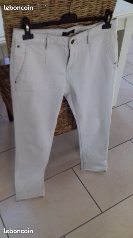 Pantalon femme blanc crème (anti fit) Bonobo (image 2)
