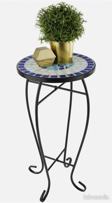 Table de balcon mosaïque - pieds courbés - 30x30x61cm - Neuve – Livraison gratuite ⭐ ⭐ ⭐ (image 2)