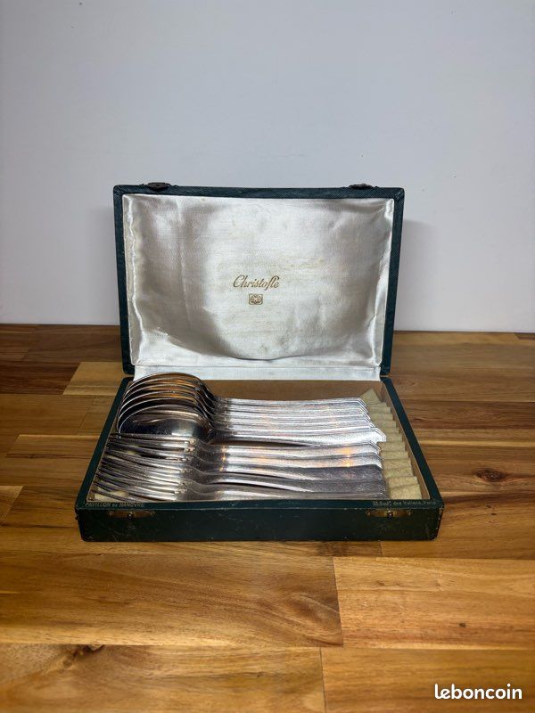 12 Fourchettes à Gâteau Christofle Modèle América – État Nickel, Style Argento