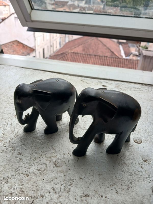 Vend 2 elephans en ebene (image 1)
