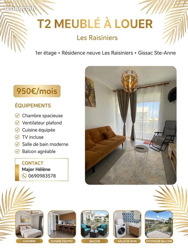 Appartement 2 pièces 46 m² · à Sainte-Anne · 46 m² · 950 €/mois