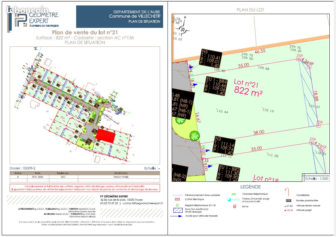Terrain a batir viabilise · à Villechétif · 98 000 €