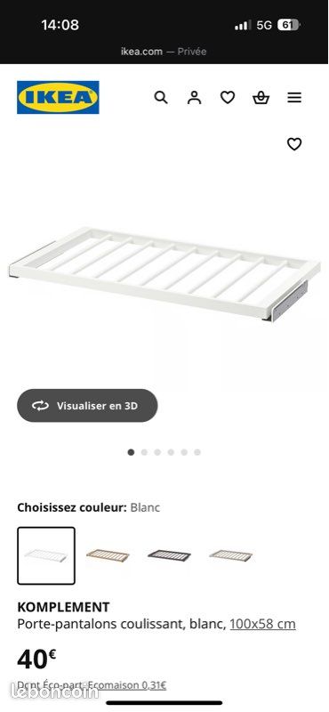 KOMPLEMENT Porte-pantalons coulissant, (image 2)