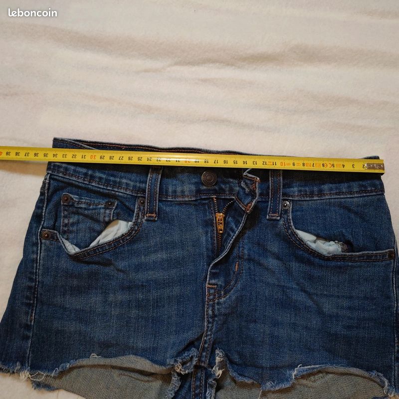 Short Levi’s femme W26 bleu denim recoupé taille FR 34/36 vintage #cdp447 (image 8)
