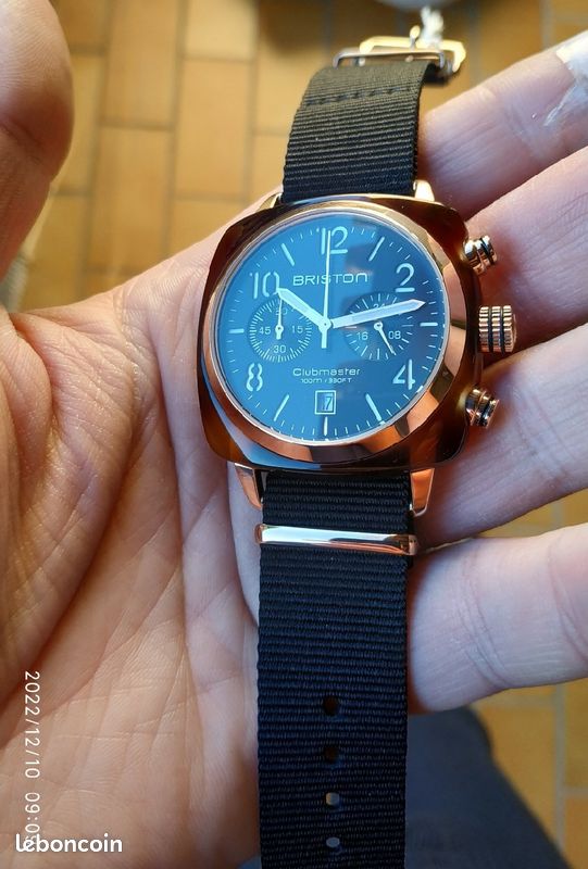 Montre Briston Chronographe Clubmaster Noir NEUVE Classic Acetate + bracelet métal Neuf offert, Blac (image 10)