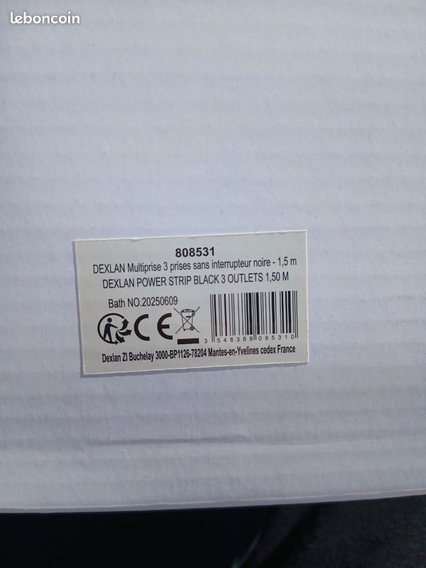 DEXLAN Multiprise 3 prises sans interrupteur noire - 1.5m (37) (image 3)