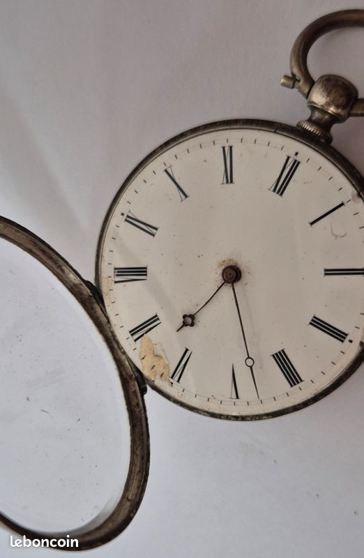 Montre à Gousset Ancienne En Argent 0,800 - Cadran émaillé 44,3 Mm, Mouvement 6 Rubis
