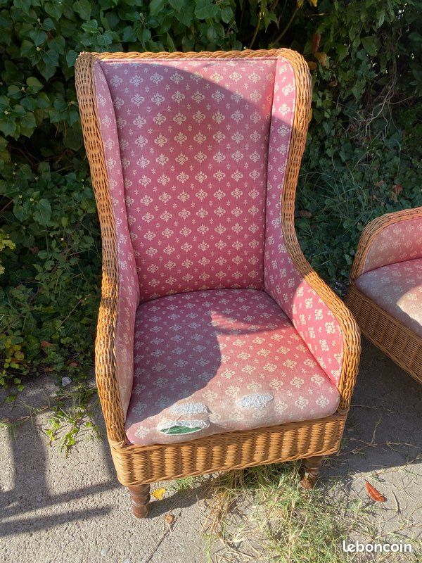 Lot de 2 fauteuils en rotin + repose pied (image 3)