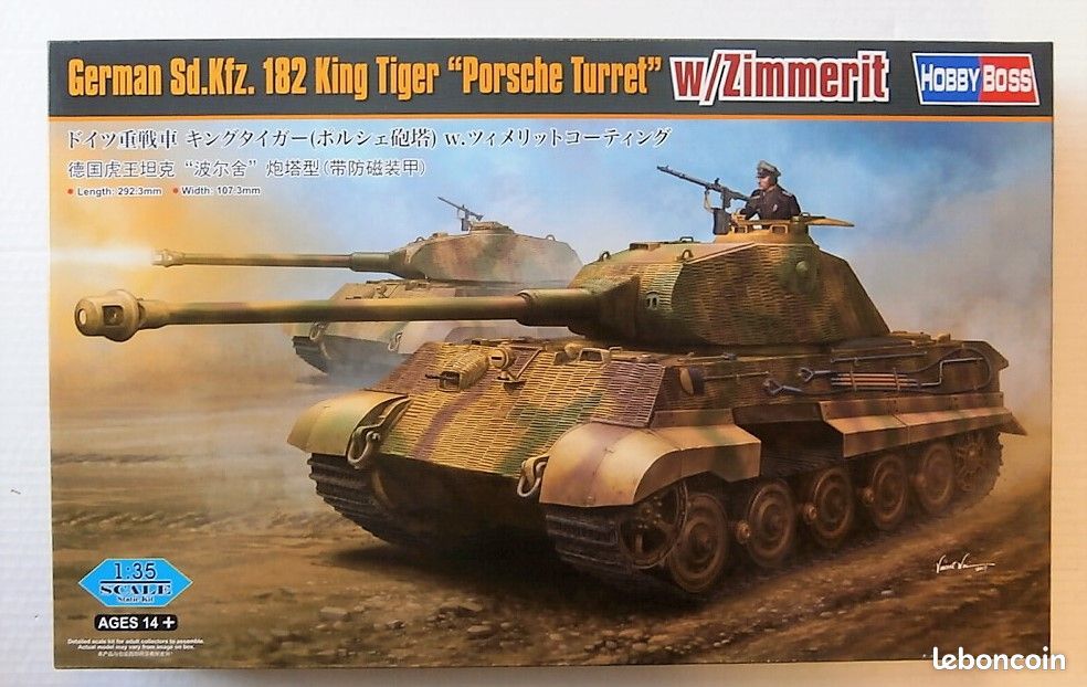 Maquette 1-35 - blinde ww2 - hobby boss 84530 - king tiger porsche turret with zimmerit - Modélisme