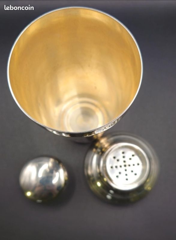 Shakers à cocktail en métal argenté Art Déco par l'orfèvre Stassart, Paris, années 1940 - En vente sur France