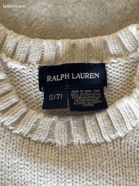 Robe Robe Ralph Lauren en coton blanc tricoté, fille, 7 ans (image 3)