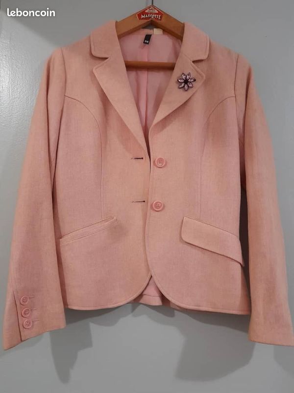 Veste classique en flanelle rose (image 2)