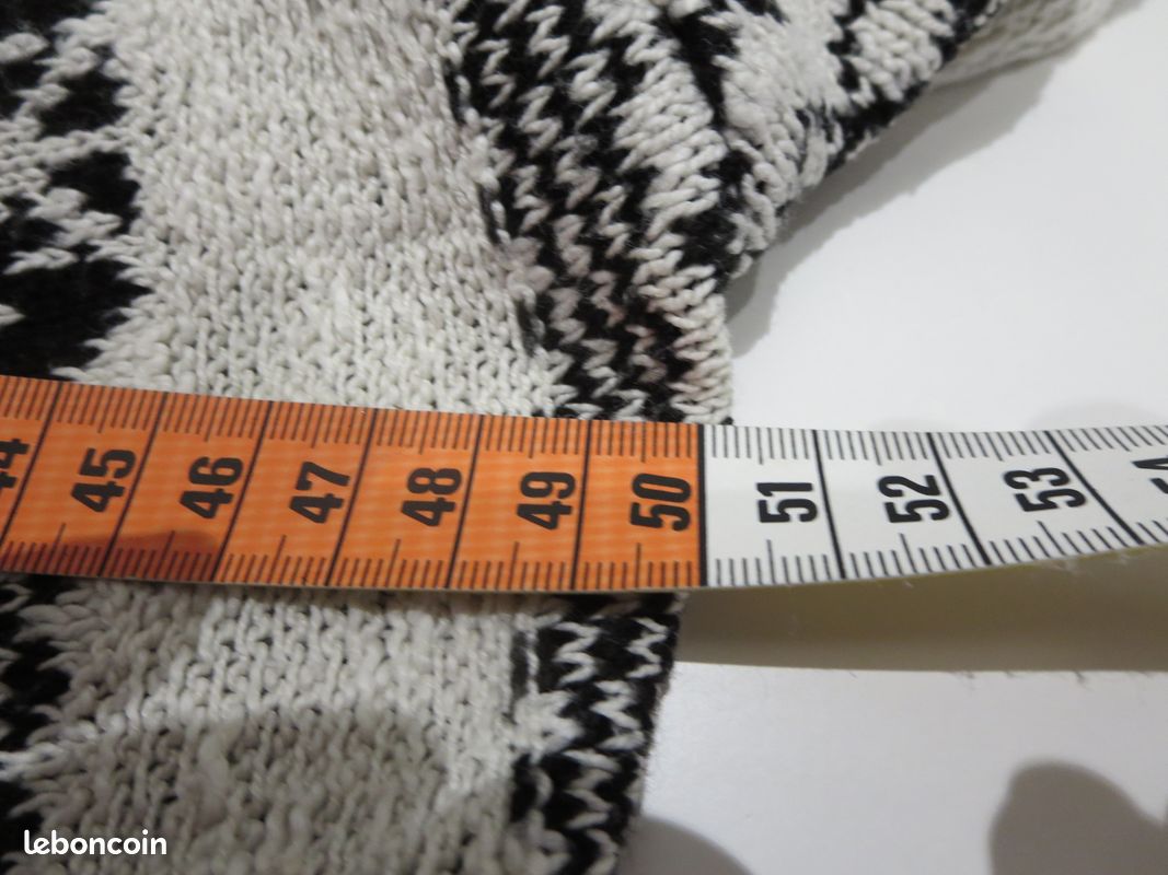 Cardigan Clockhouse noir et blanc à pans – 62 % coton – S/36 oversize (image 5)