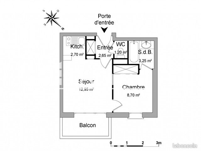 Appartement 2 pièces 31 m² · à Seilh · 31 m² · 565 €/mois