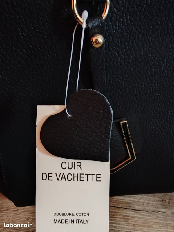 Sac à main noir cuir de vachette (image 4)