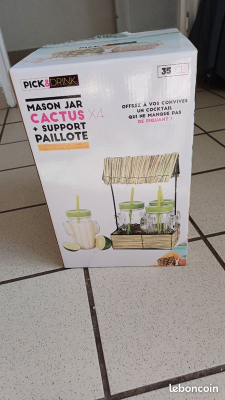 4 mason jar cactus avec support (image 1)