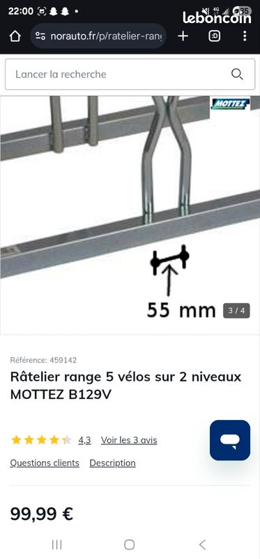Ratelier vélo mottez places niveaux gros pneus Équipements vélos - Main Image
