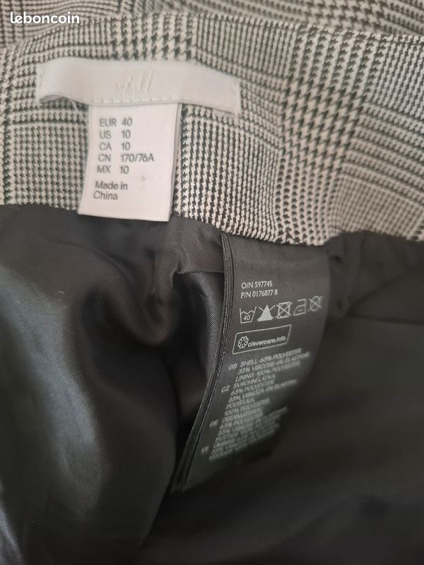 Jupe Crayon H&M - Motif Prince De Galles Gris - Taille 34 (petite) - Occasion Très Bon état