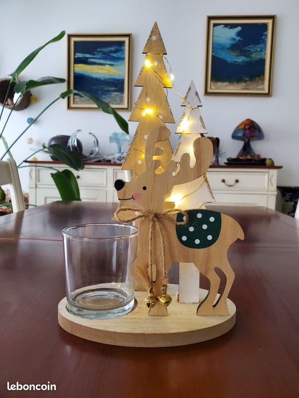 Lot 2 décorations Noel lumineuses en bois (image 4)