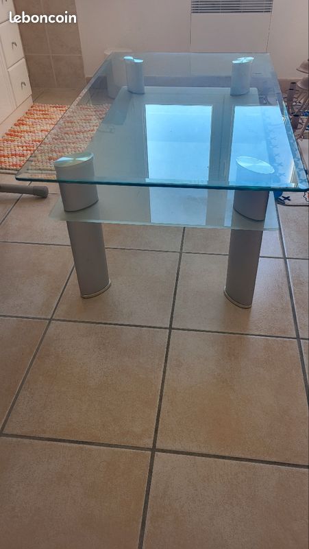 Table basse double plateau verre tempéré exc etat (image 2)