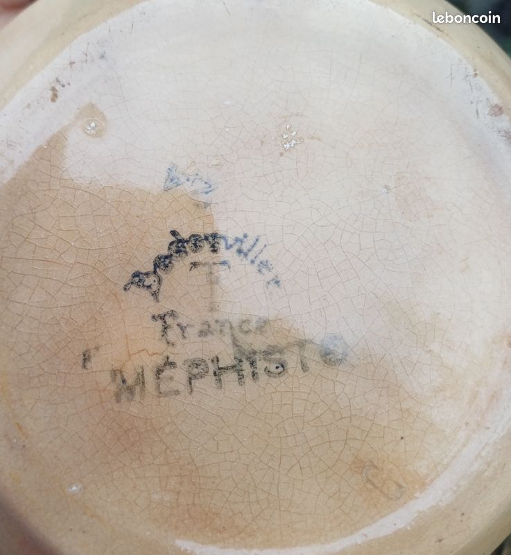 Saucière en porcelaine céramique Badonviller Mephisto vaisselle ancienne à deux becs verseurs (image 4)