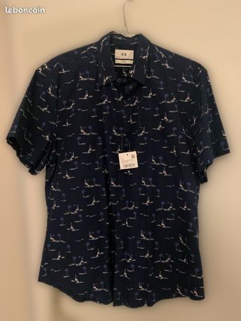 Chemise Vintage C&A Années 90 – Coupe Ajustée Slim – Taille L – Vert – Parfait état