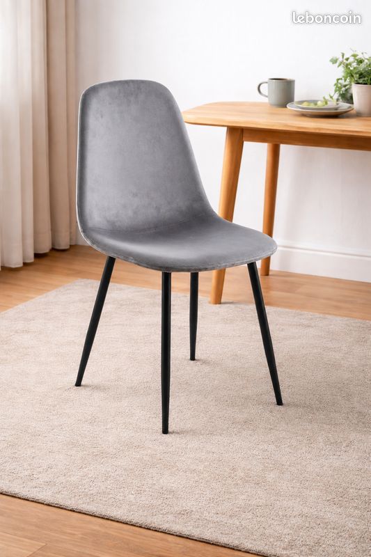 ✅ Lot 6 Chaises en Velours Gris NEUVES ✅ (image 2)