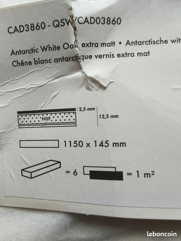 12m² quick step épaisseur 12.5mm parquet contrecollé cadenza chene blanc extra mat - luxueux (image 3)