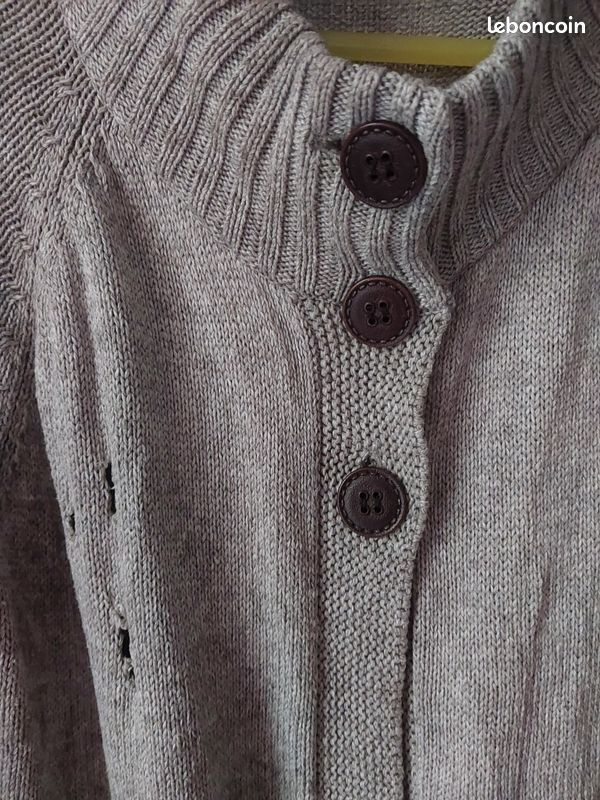 Gilet gris chiné L - 3 gros boutons ronds (image 2)