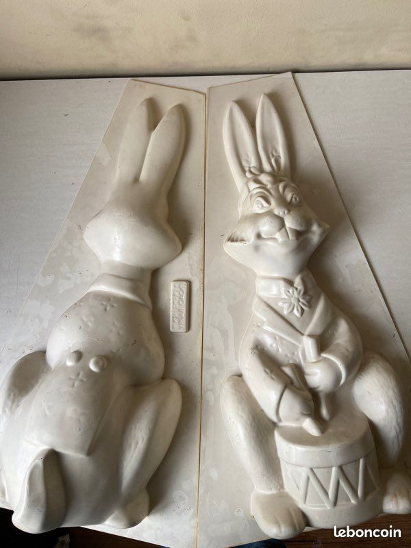Moule à Chocolat Ancien Lapin De Pâques - Tilburg Holland Métal Étain