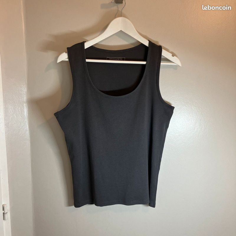 30 Top débardeur femme bretelles larges gris anthracite