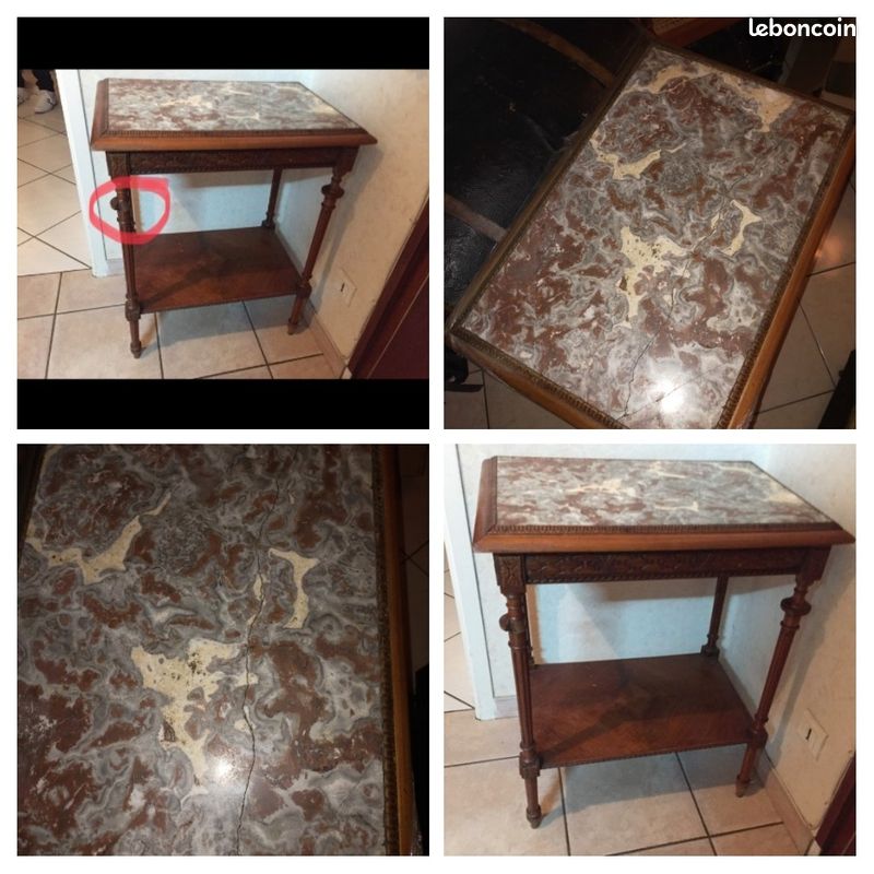Console desserte bois et marbre (image 2)