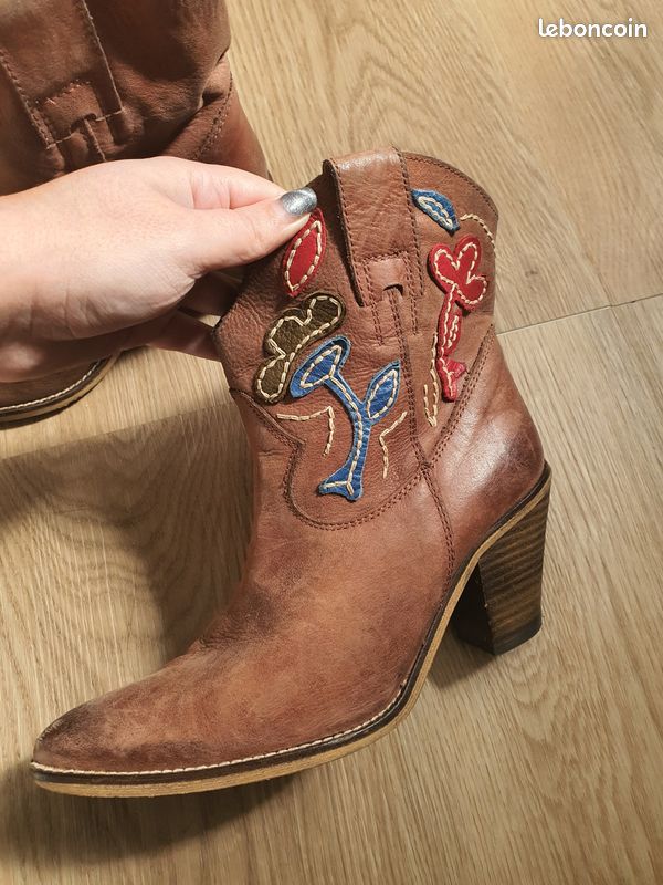 Paire D'entraves Pour étriers - Cuir Marron (Russet) - Équitation Western
