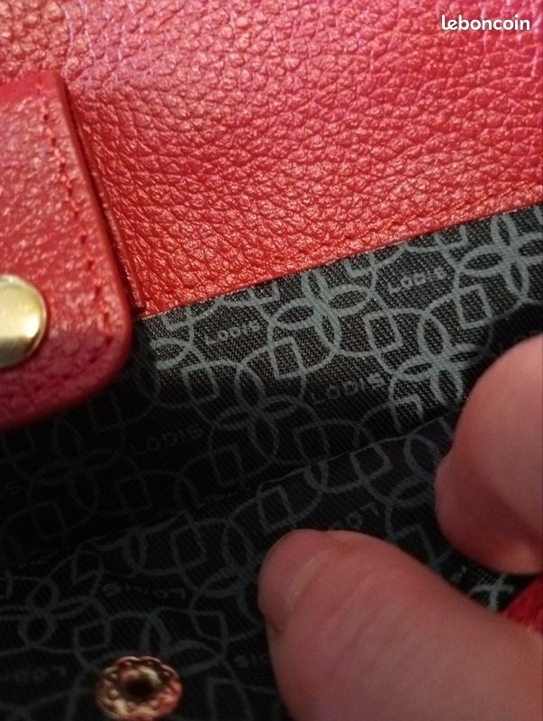 Superbe pochette cuir grainé rouge Lodis. Neuve (image 6)