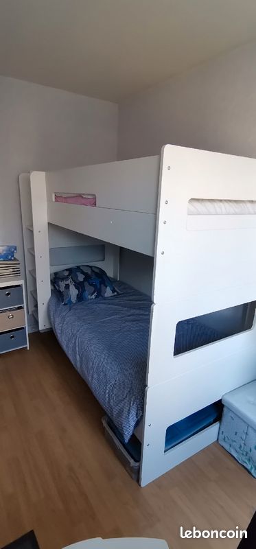 Lits superposés blanc alinéa + matelas + couette (image 1)
