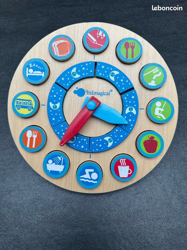 Horloge Éducative En Bois 17 Cm – Jeu De Perles Chiffres Colorés, Pingouin Mignon – 4-6 Ans