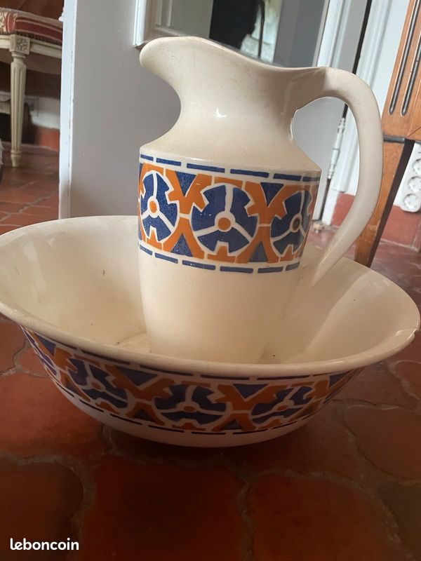 Ancien ensemble toilette broc et sa cuvette Givors années 30 (image 1)