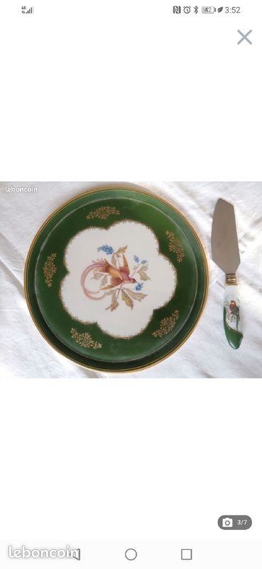 Plat à tarte porcelaine de Limoges + pelle assortie (image 2)