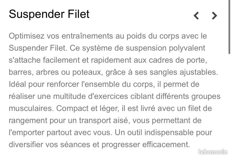 Sveltus Suspender Filet Suspension Filet Sveltus - Entraînement Sveltus Suspender Filet Suspension Filet Sveltus - Entraînement