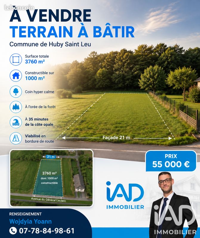 Terrain 3768 m² · à Hesdin-la-Forêt · 3 768 m² · 55 000 €