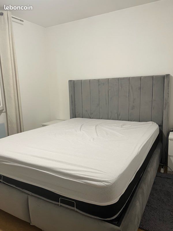 Lit coffre 160x200 gris velours (image 1)