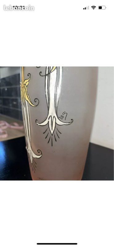 Vase Legras signé en verre émaillé - Décoration