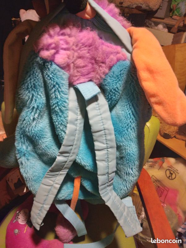 Sac à dos peluche T'Choupi JEMINI 23 cm bleu
