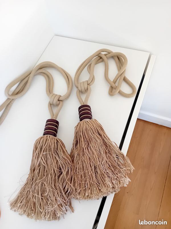 Lot de 2 embrasses de rideaux à pompons - Doré