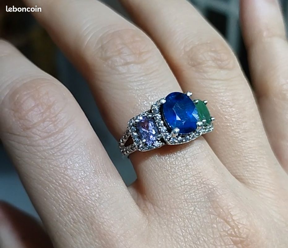 Bague en saphir et émeraude (image 3)