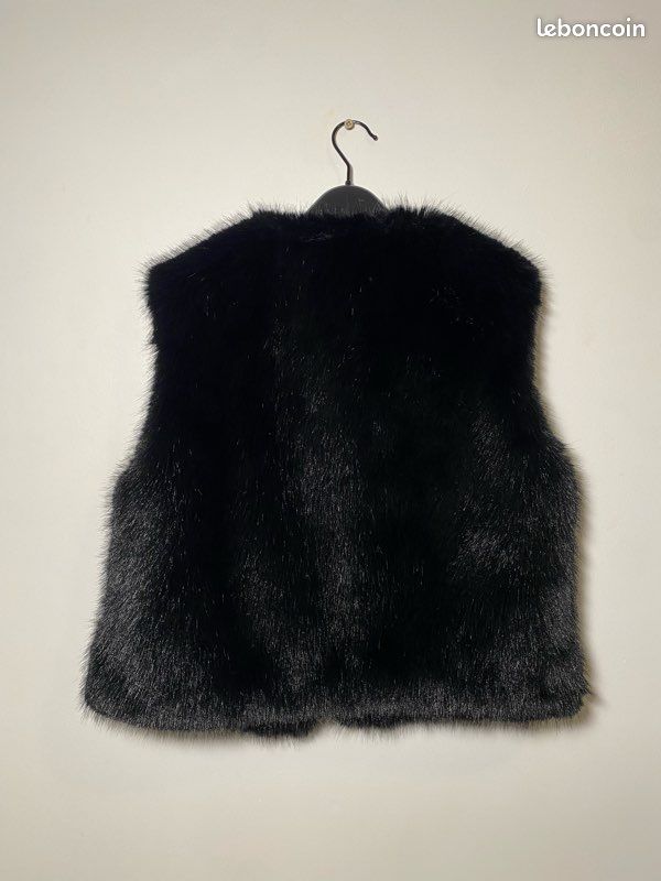 Gilet Noir En Fausse Fourrure TOP SHOP Taille 8 - Occasion En Très Bon état