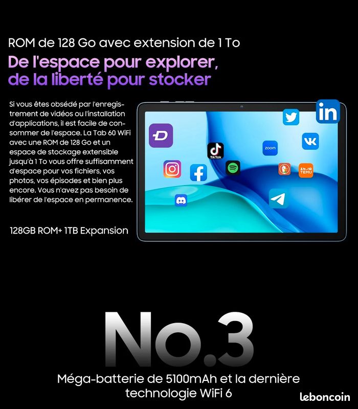 TABLETTE FACILOTAB TAB 60 CLASSIC - WIFI - 128 GO NEUVE SCELLE et SOUS EMBALLAGE I (image 12)